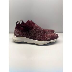 HUSH PUPPIES KNIT SLIP ON COMFORT Marron SNEAKERS Sz 6 Wide Large